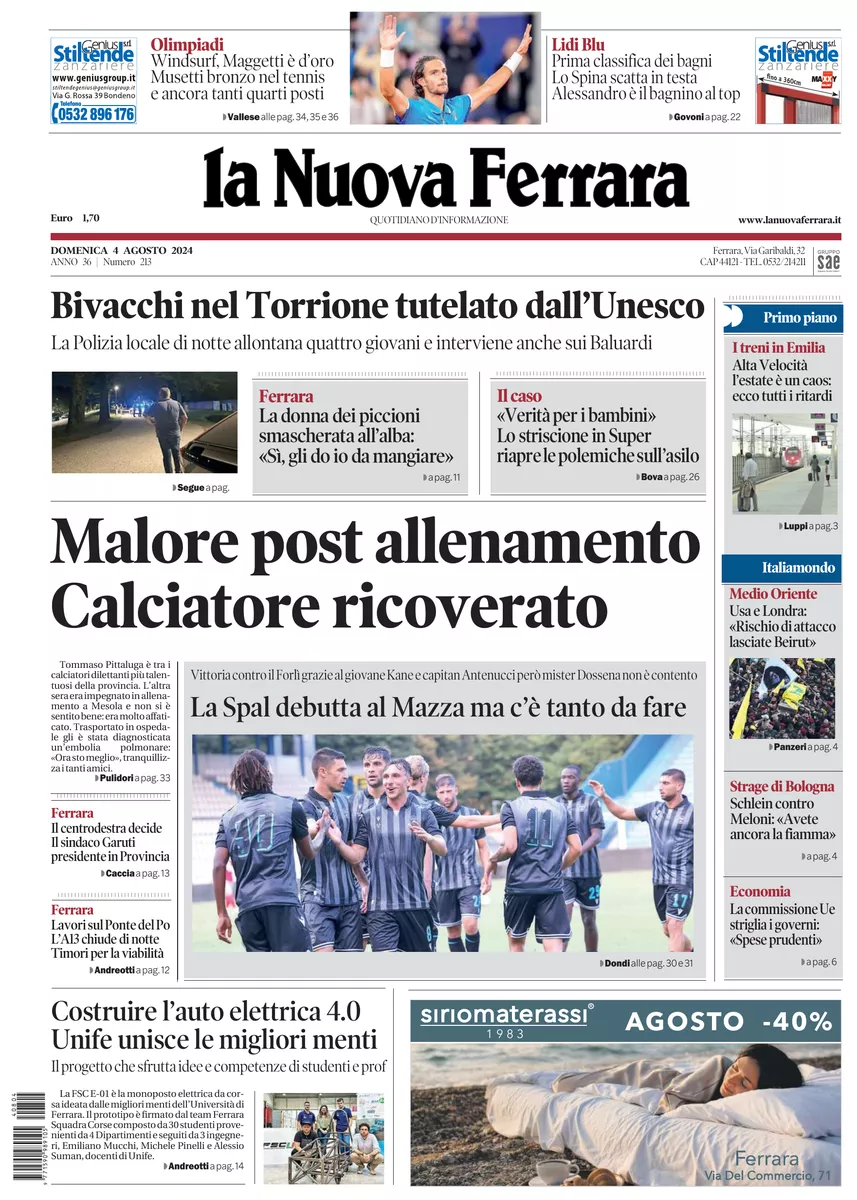 Prima-pagina-nuova ferrara-oggi-edizione-del-2024-08-04